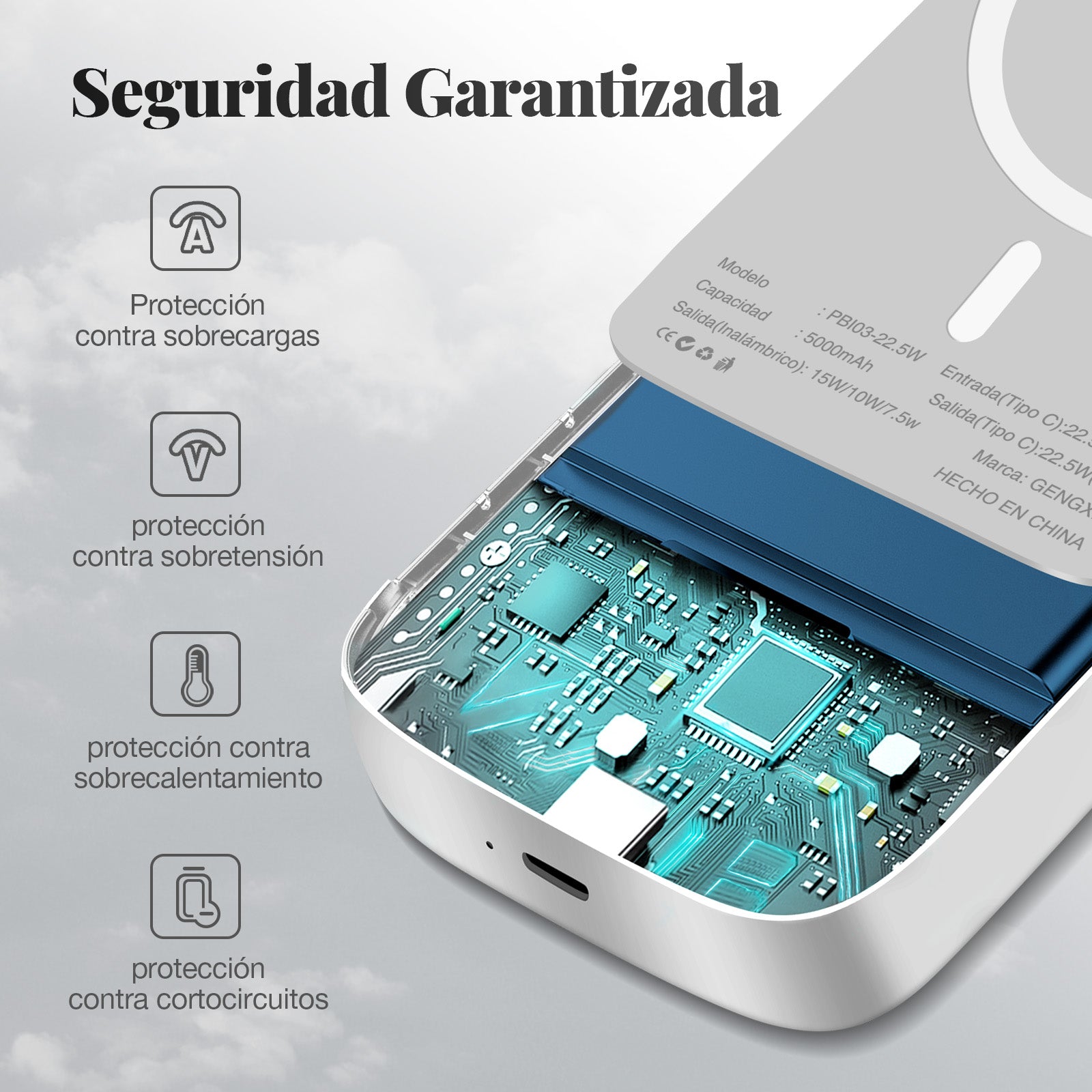 GENGXIN® PowerBank 5000 mAh inalámbrico magnético - PD3.0 - (Sólo para exhibición)