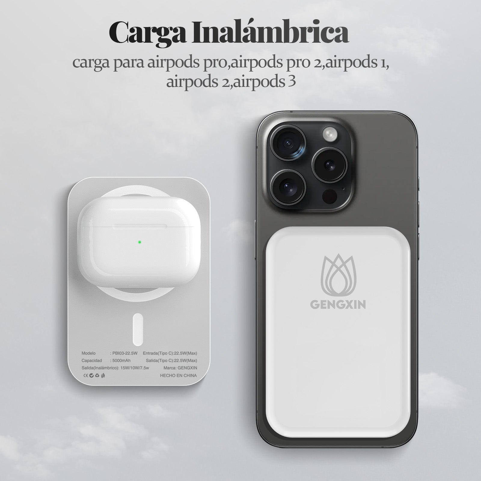 GENGXIN® PowerBank 5000 mAh inalámbrico magnético - PD3.0 - (Sólo para exhibición)