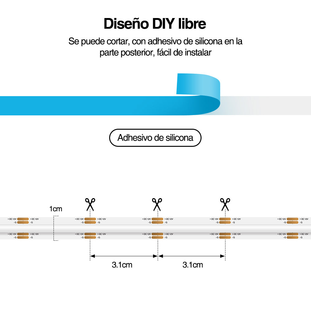 GENGXIN® Tira de LED Flex RGB 12V COB/576P - 5M