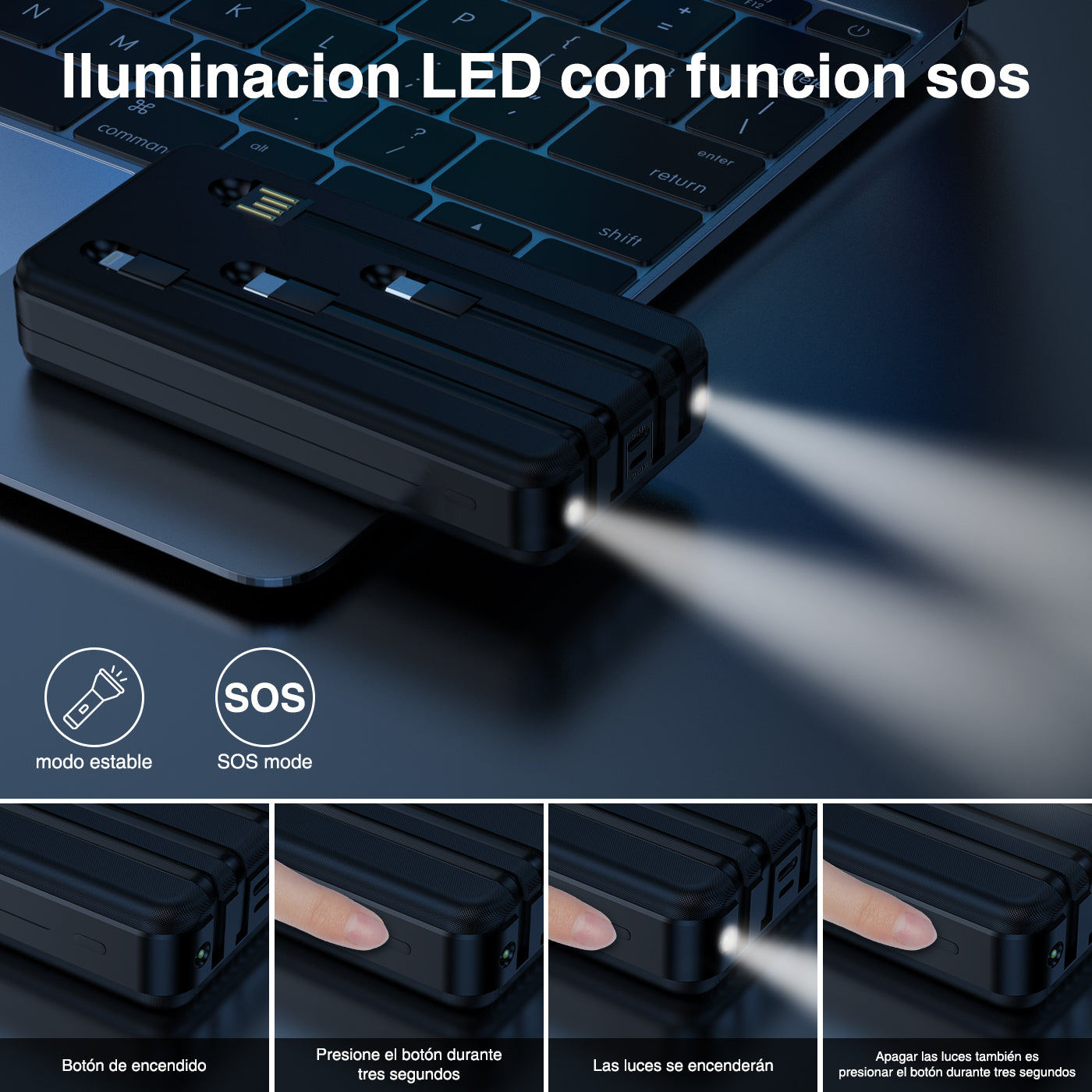 GENGXIN® Powerbank 20000mah Entrada Tipo C & V8 & Iphone & USB A