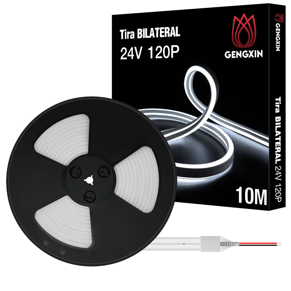 GENGXIN® Tira de LED Flex Neon Bilateral 24V 2835/120P 10 mts