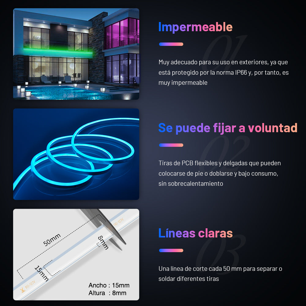 GENGXIN® Tira de LED Flex Neon 110V 2835/120P 50Mts