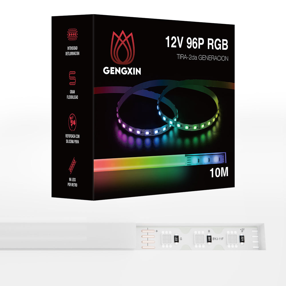 GENGXIN® Tira de LED Flex 2da Generacion Neon RGB 12V 3838/96P 10M-8MM