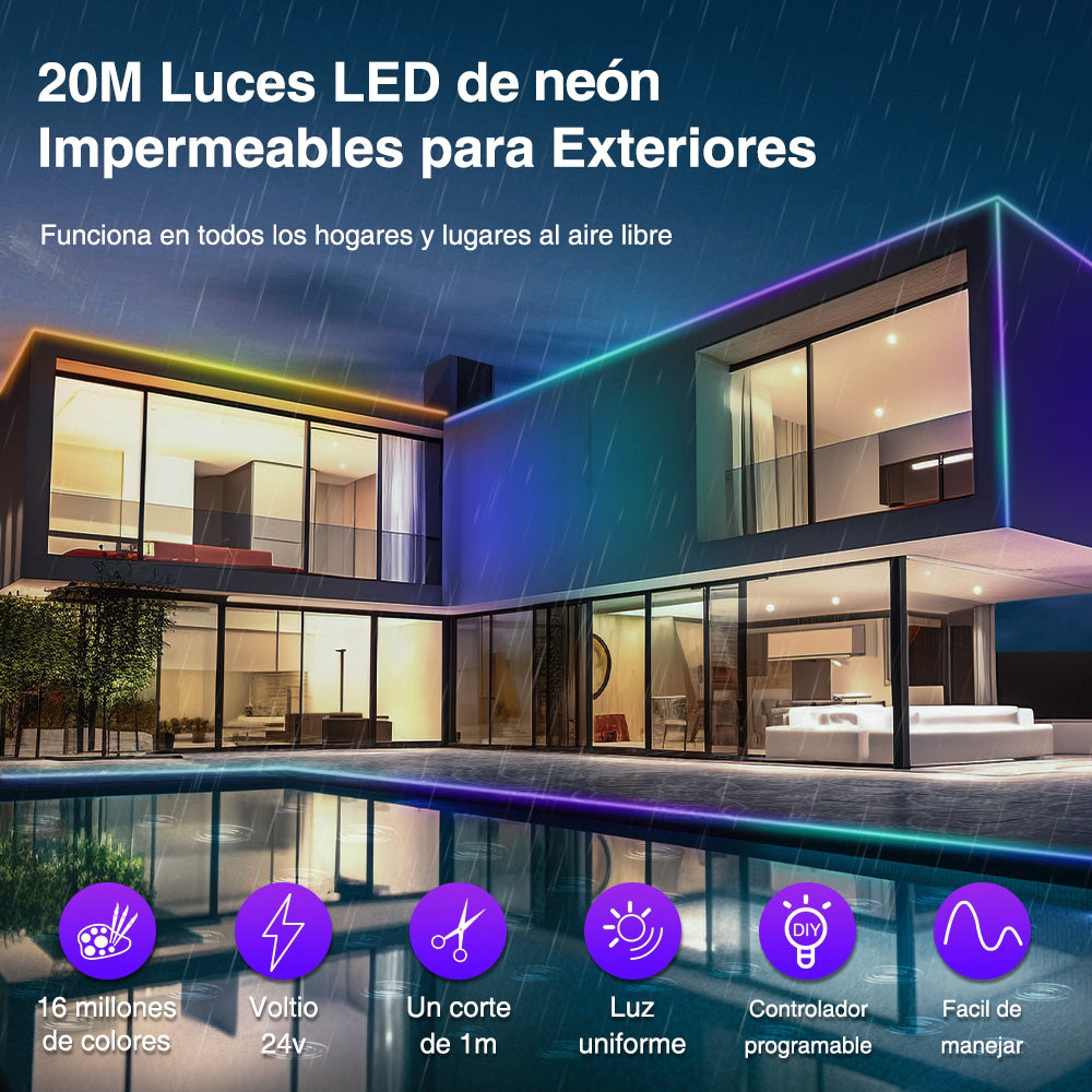 GENGXIN® Tira de LED Flex Neon Rayo 24V 5050/60P 20Mts