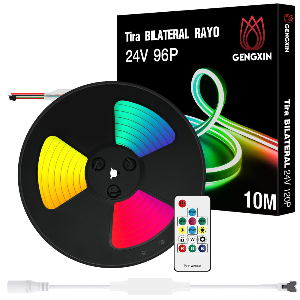 GENGXIN® Tira de LED Flex Neon Bilateral 24V 3535/96P 10 mts - Rayo