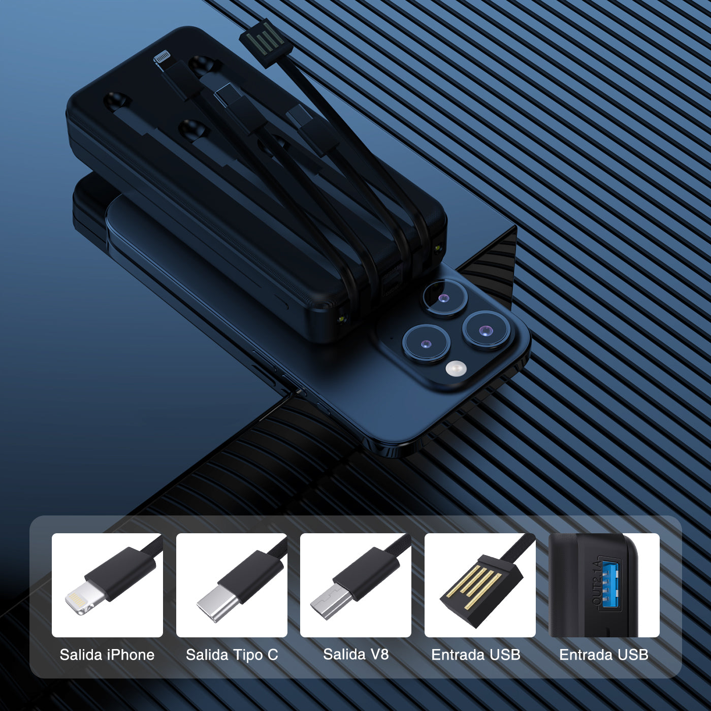 GENGXIN® Powerbank 20000mah Entrada Tipo C & V8 & Iphone & USB A