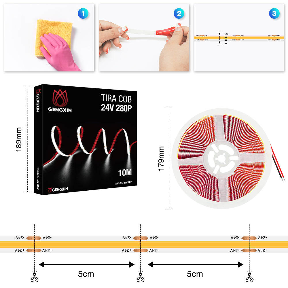 GENGXIN® Tira de LED Flex 24V COB/280P - 10mts