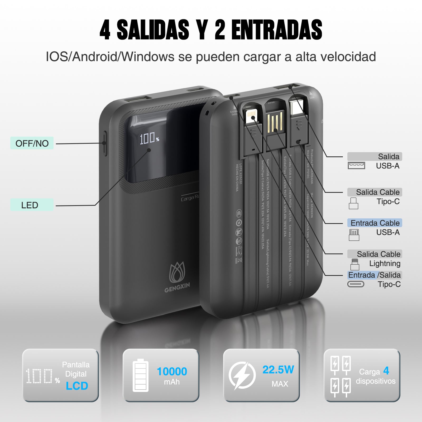 GENGXIN® Powerbank-GX-PD10C - (Sólo para exhibición)