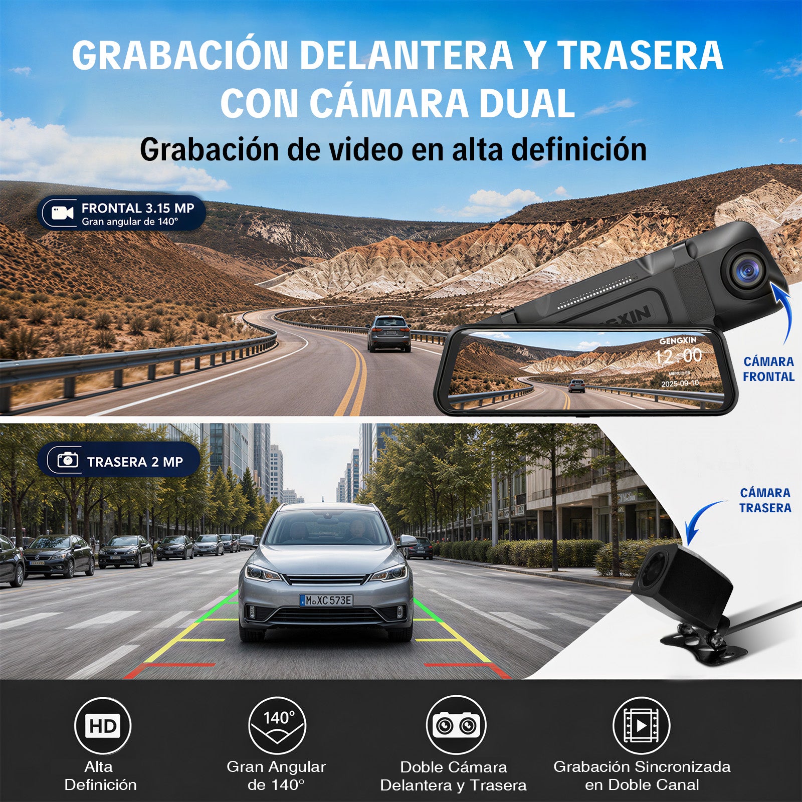 GENGXIN® Grabadora Para Auto-GX-GR01- (Sólo para exhibición)