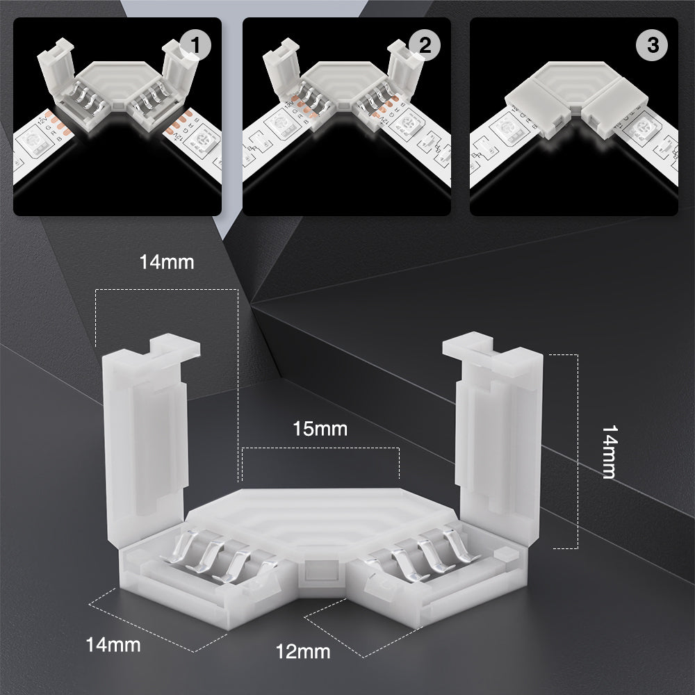 GENGXIN® Conector de tira de LED 4PIN 10MM L RIGIDO-10 piezas