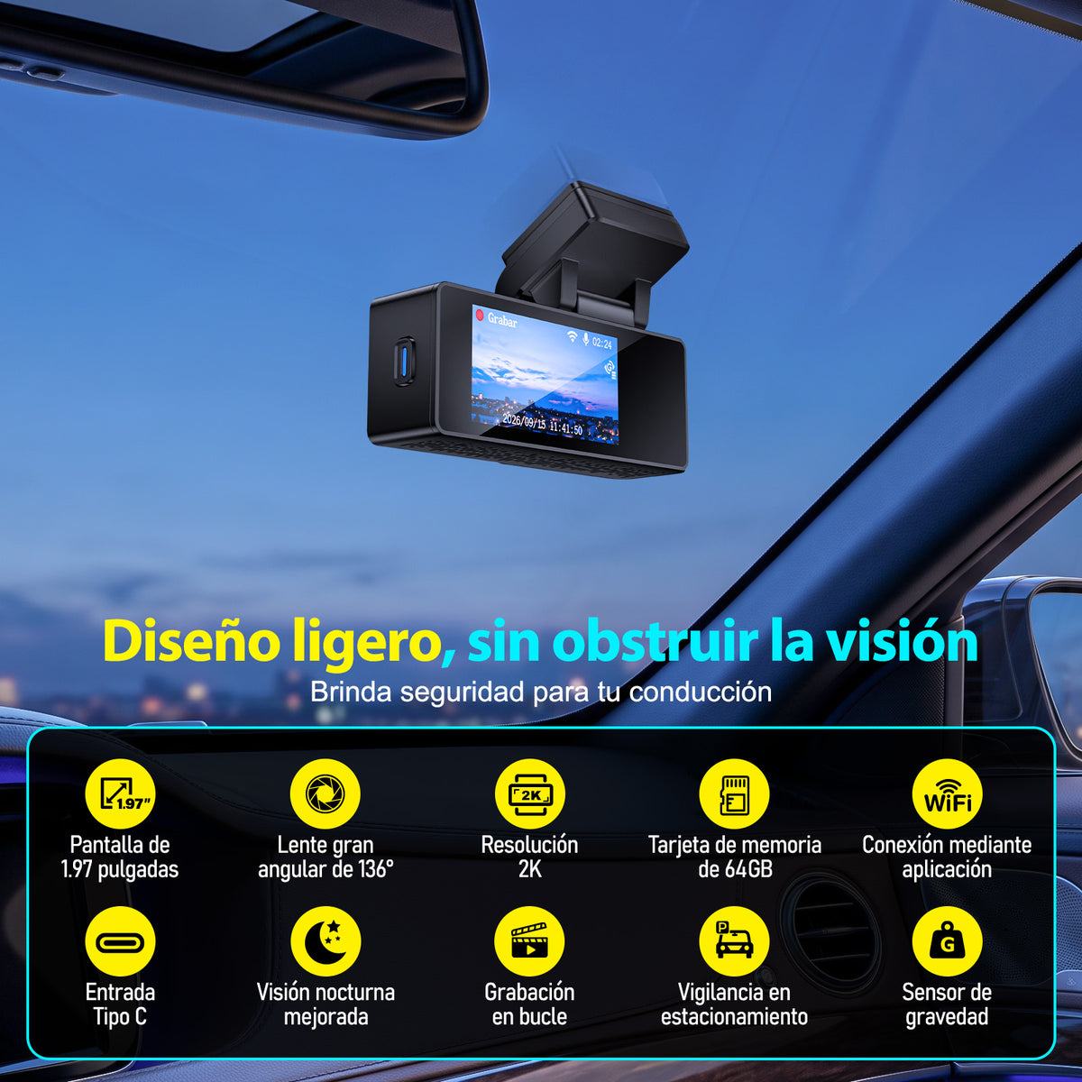 GENGXIN® Grabadora Para Auto-GX-GR04- (Sólo para exhibición)