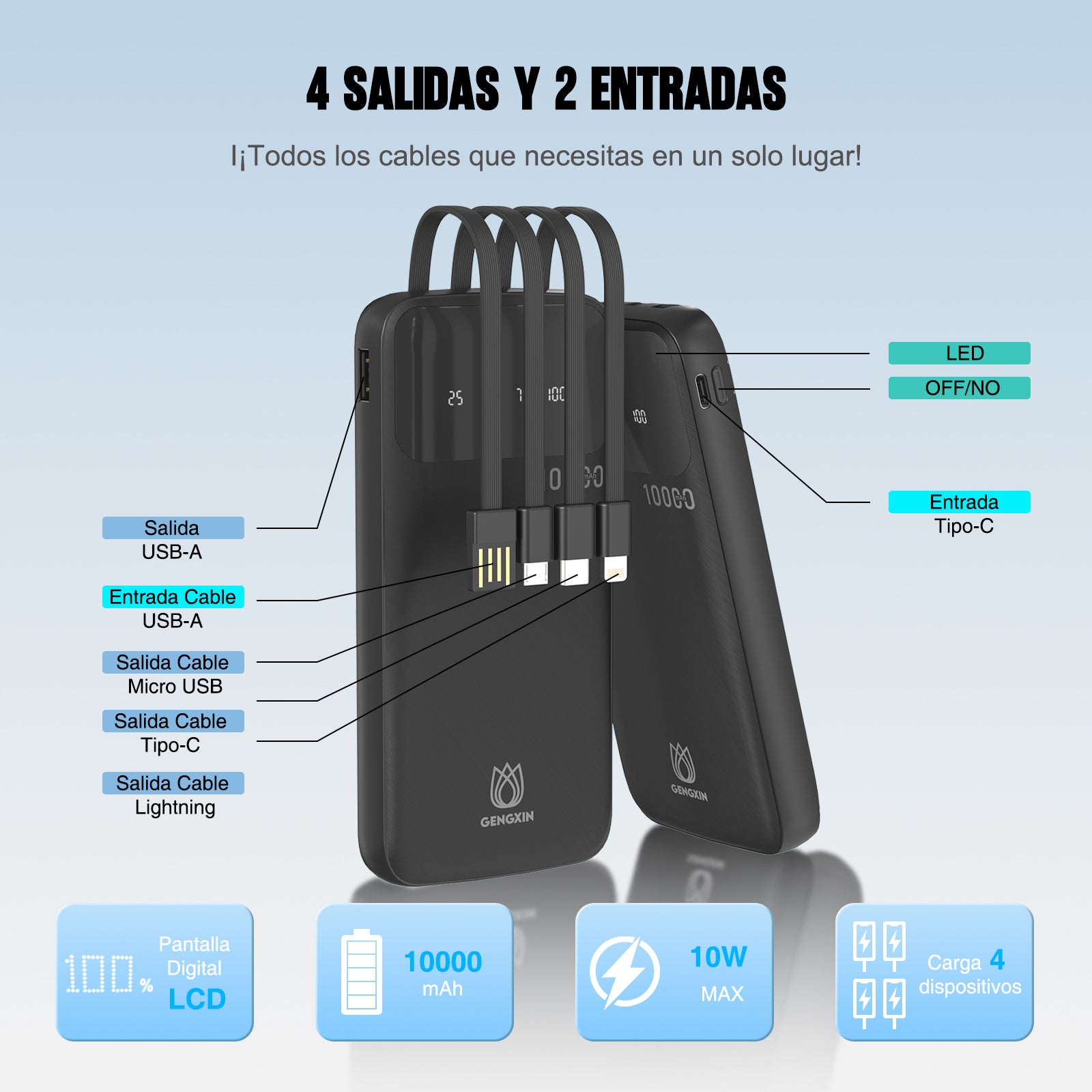 GENGXIN® Powerbank-GX-PB10B - (Sólo para exhibición)