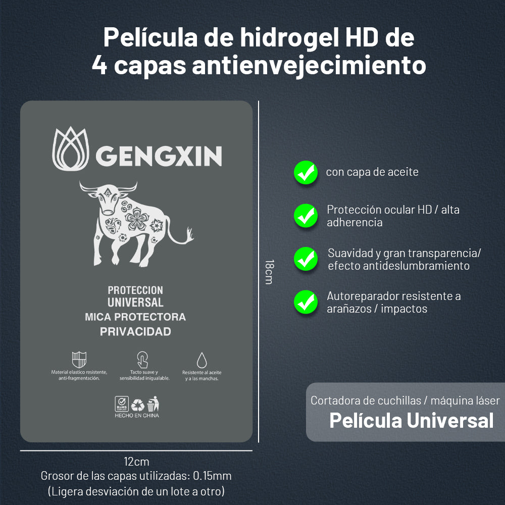 GENGXIN® Mica Hidrogel-50 piezas - (Sólo para exhibición)