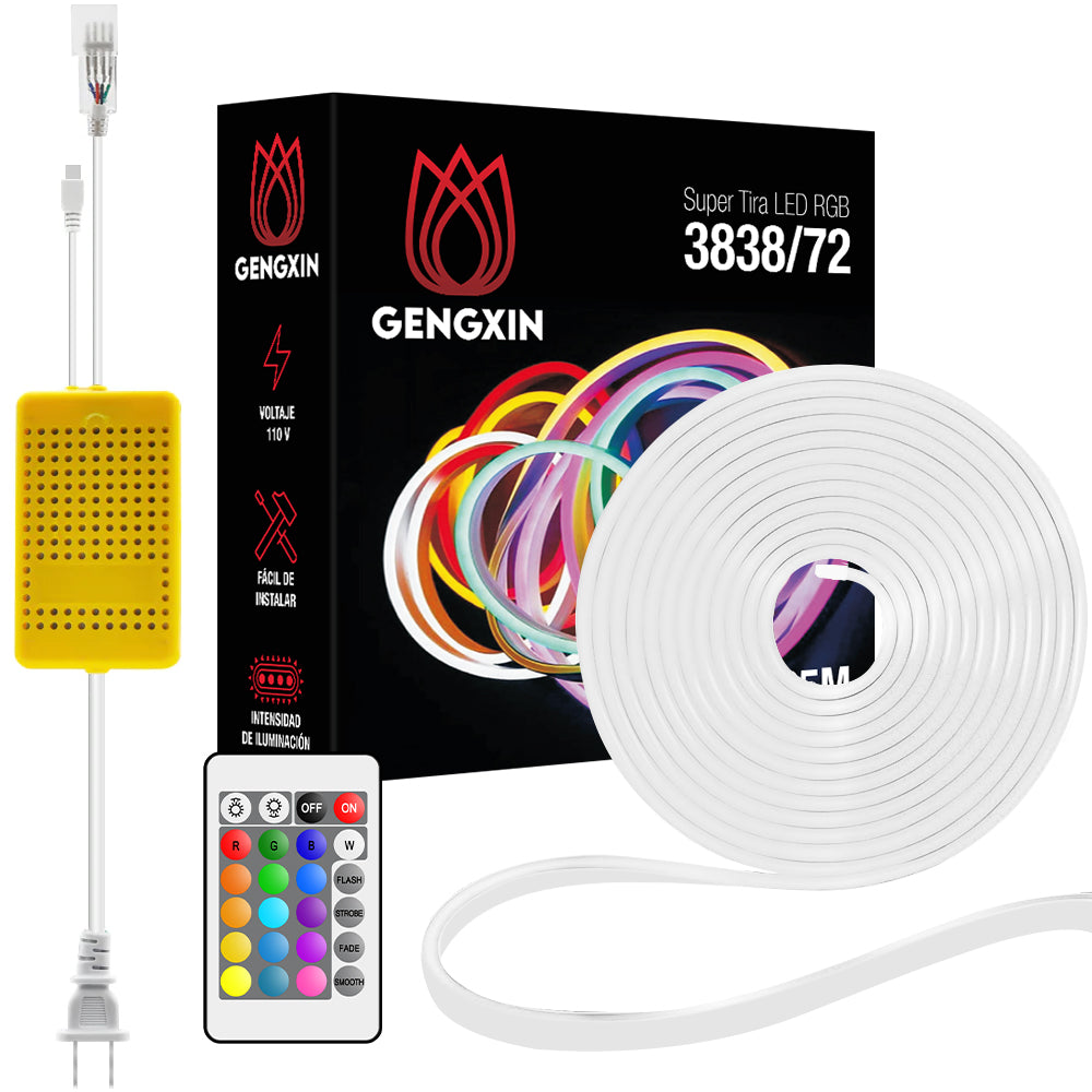 GENGXIN® Tira de LED Flex Neon RGB 110V 3838/72P 25Mts