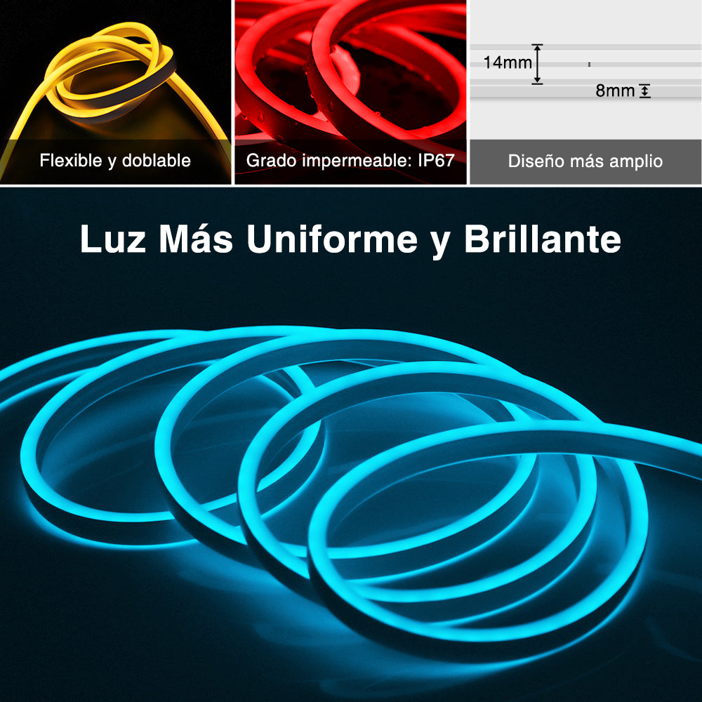 GENGXIN® Tira de LED Flex Neon Bilateral 24V 2835/120P 10 mts