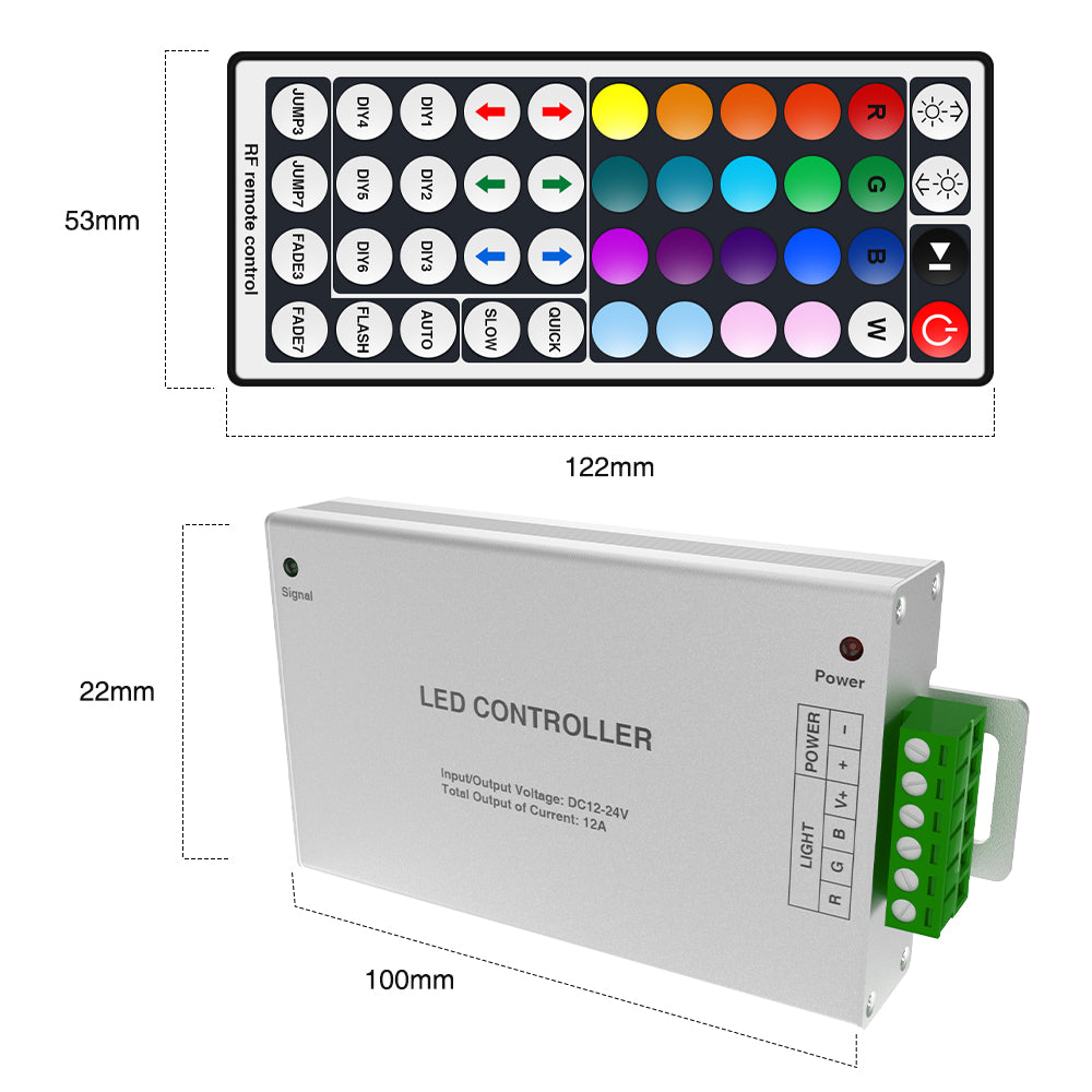 GENGXIN® 12V-24V 44Key RF para tira LED RGB