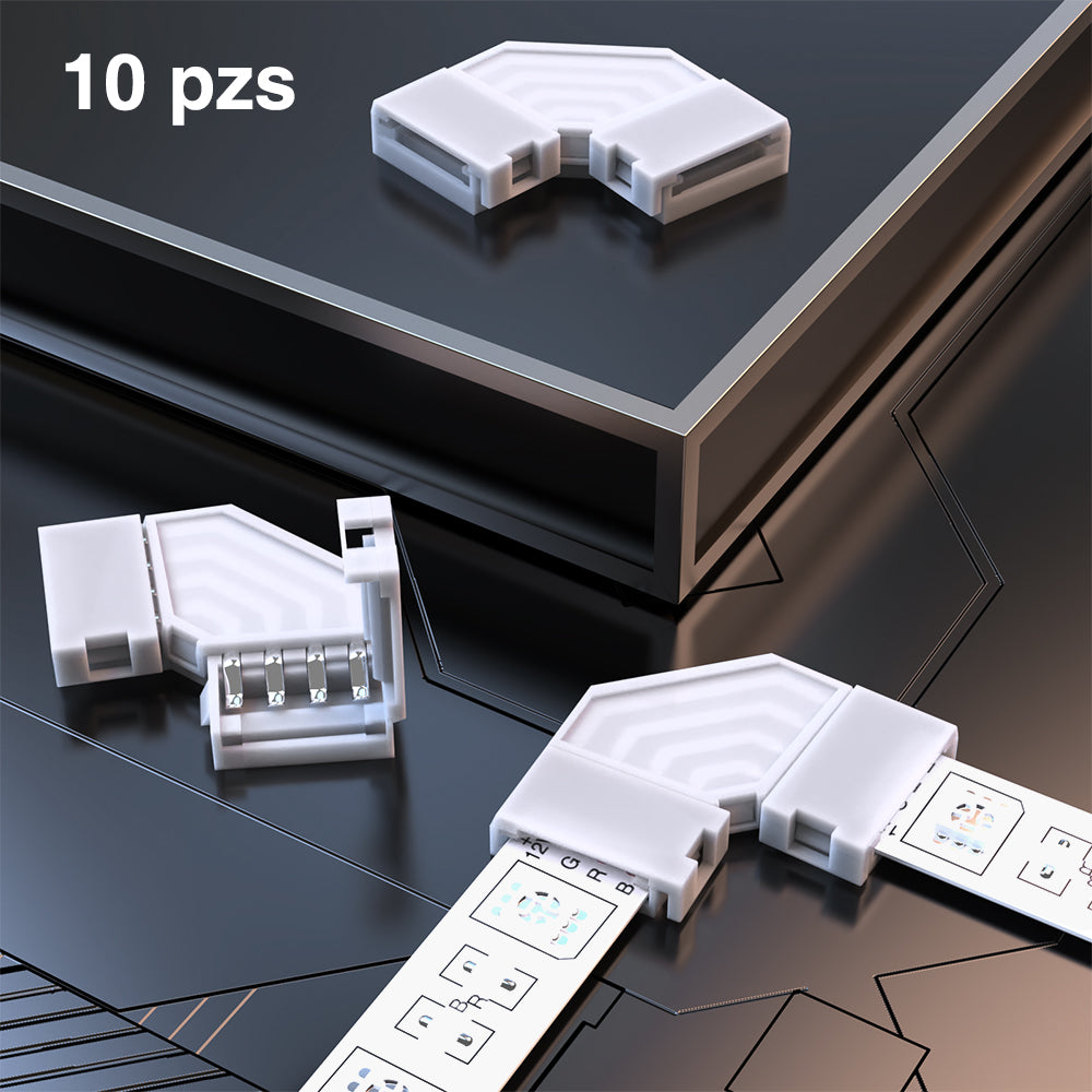 GENGXIN® Conector de tira de LED 4PIN 10MM L RIGIDO-10 piezas