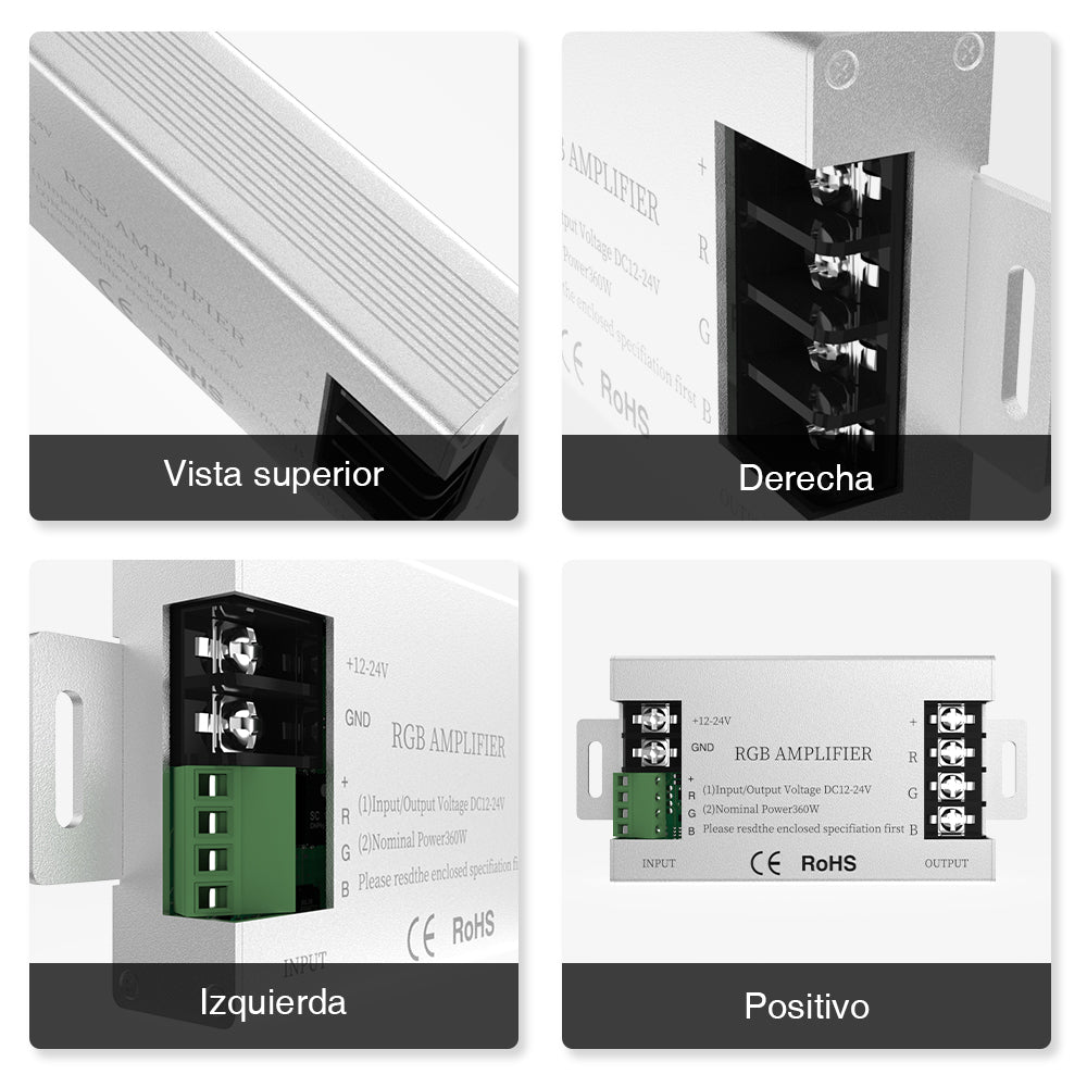 GENGXIN® Amplificador 12-24V RGB 360W - Aluminio