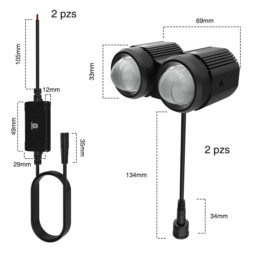 GENGXIN® Lupa Redondo - Moto U94-2T BLANCA+AMBAR - (Sólo para exhibición)