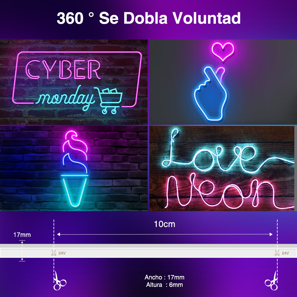 GENGXIN® Tira de LED Flex Neon Rayo 24V 5050/60P 5Mts