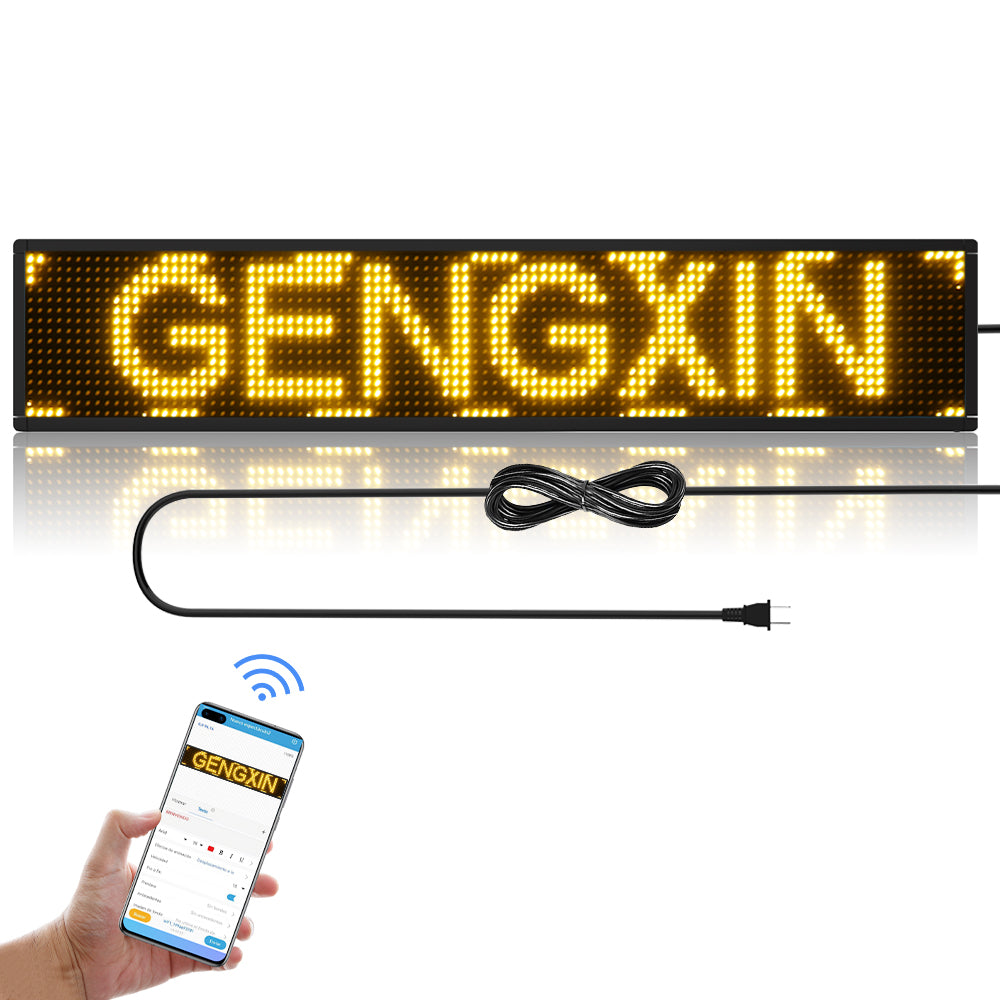 GENGXIN® LETRERO LED LUMINOSO PROGRAMABLE, P10 WIFI-100 * 20 * 5.5 cm-Amarillo
