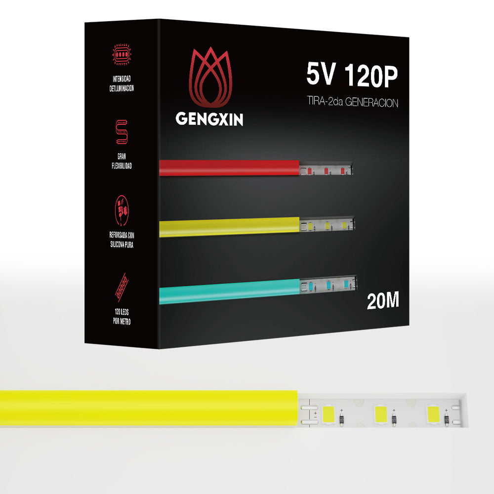 GENGXIN® Tira de LED Flex 2da Generacion Neon 5V 2835/120P 20M-6MM