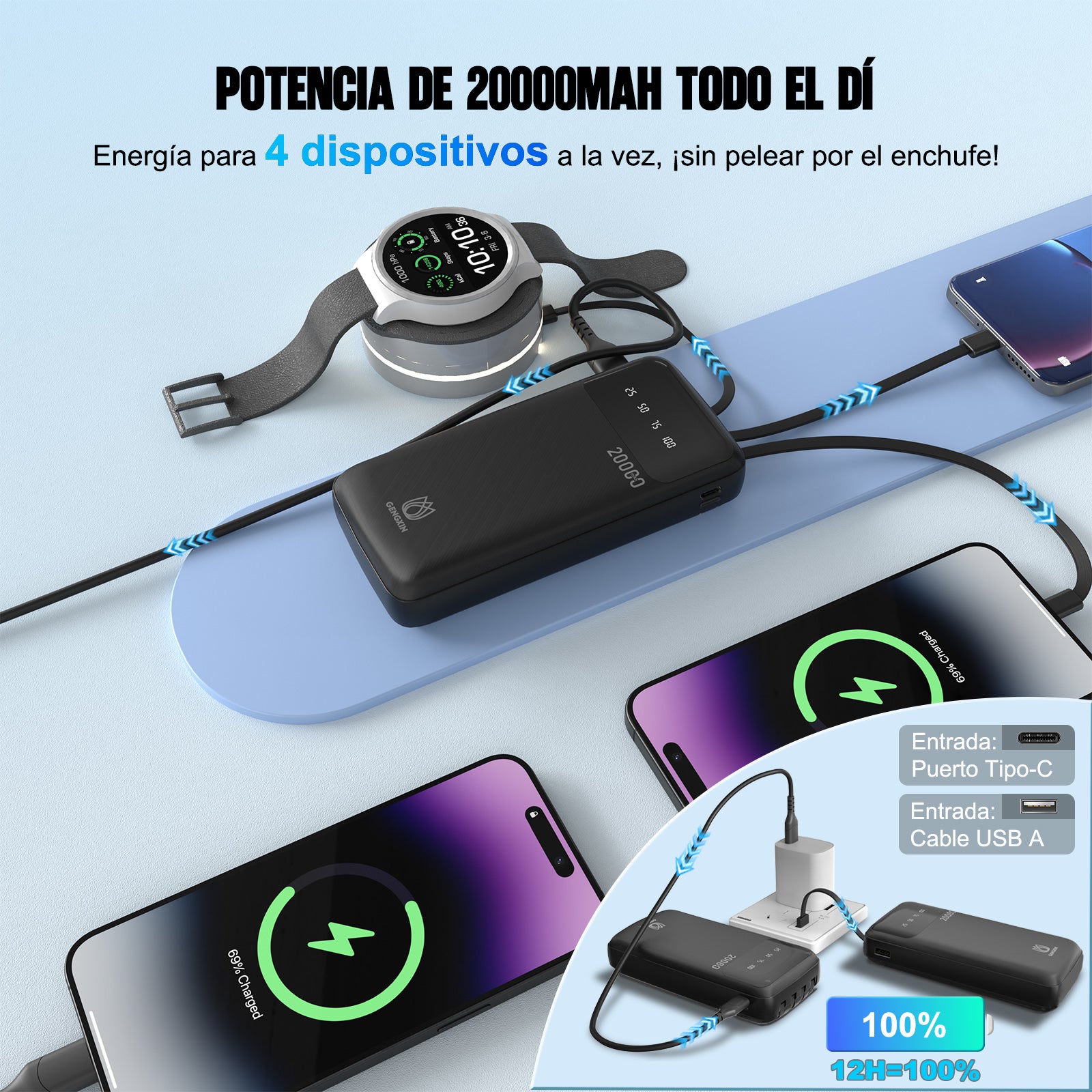 GENGXIN® Powerbank-GX-PB20B - (Sólo para exhibición)
