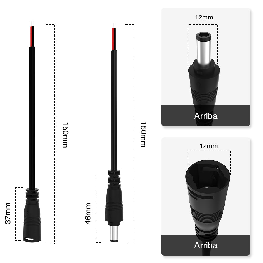 GENGXIN® Conector CC 5.5 MM-15 CM-10 piezas