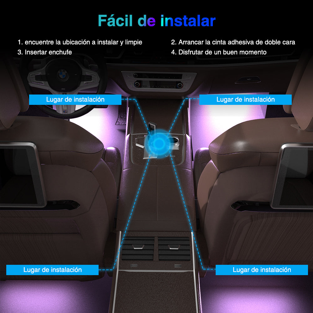GENGXIN® Tira LED Luces Interiores del automóvil-4 Unidades 48 led - (Sólo para exhibición)