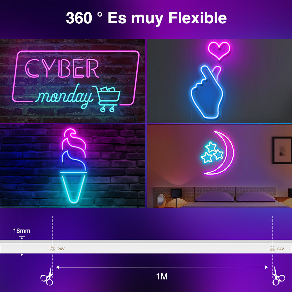 GENGXIN® Tira de LED Flex Neon Rayo 24V 5050/60P 20Mts