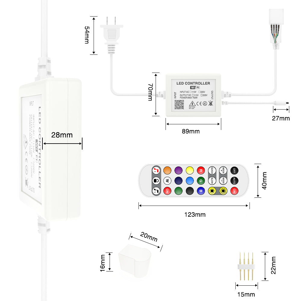 GENGXIN® Controlador APP WiFi Tira de LED Neon RGB 110V