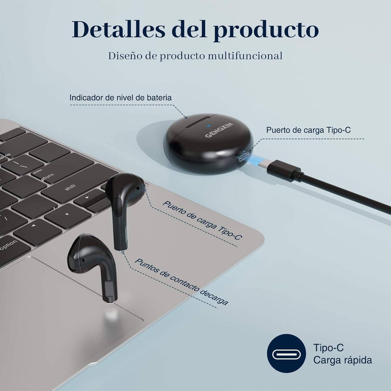GENGXIN® Audifonos Inalambricos GX-T02 - (Sólo para exhibición)