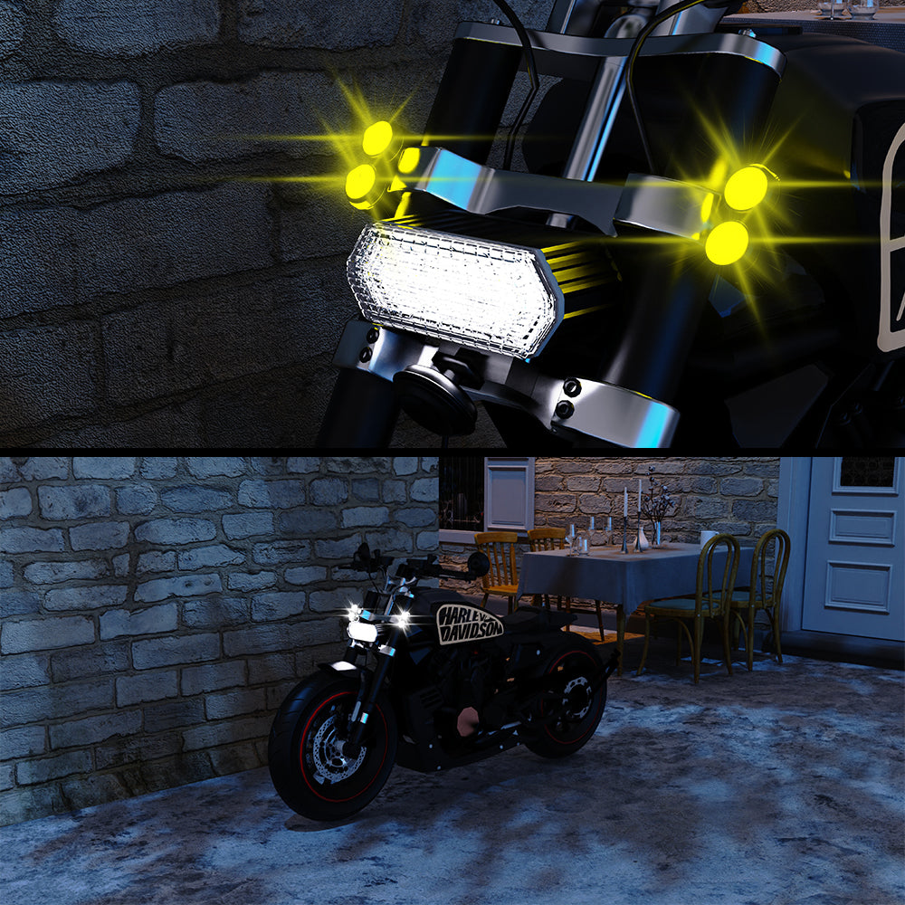 GENGXIN® Lupa Redondo - Moto U94-2T BLANCA+AMBAR - (Sólo para exhibición)