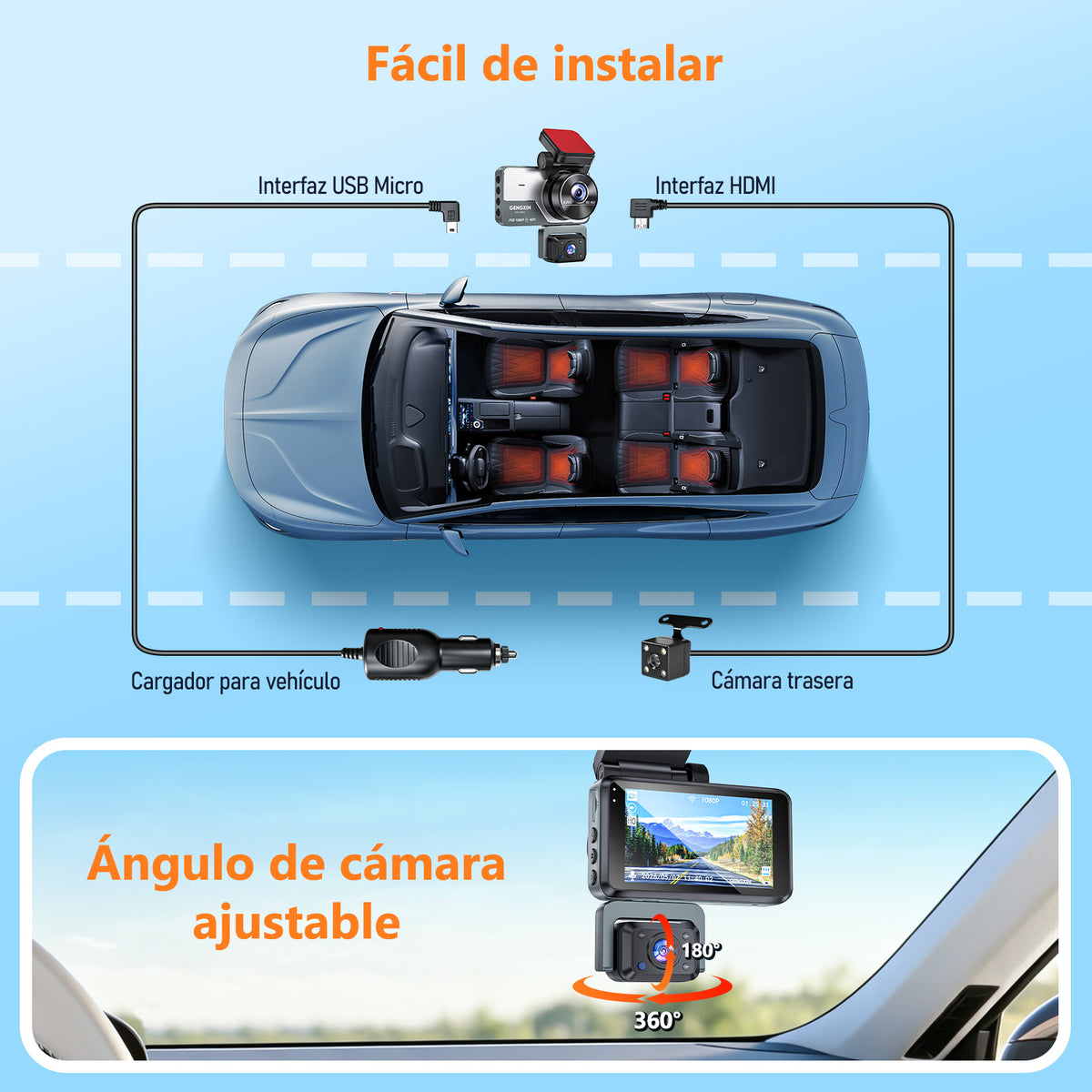 GENGXIN® Grabadora Para Auto-GX-GR03- (Sólo para exhibición)