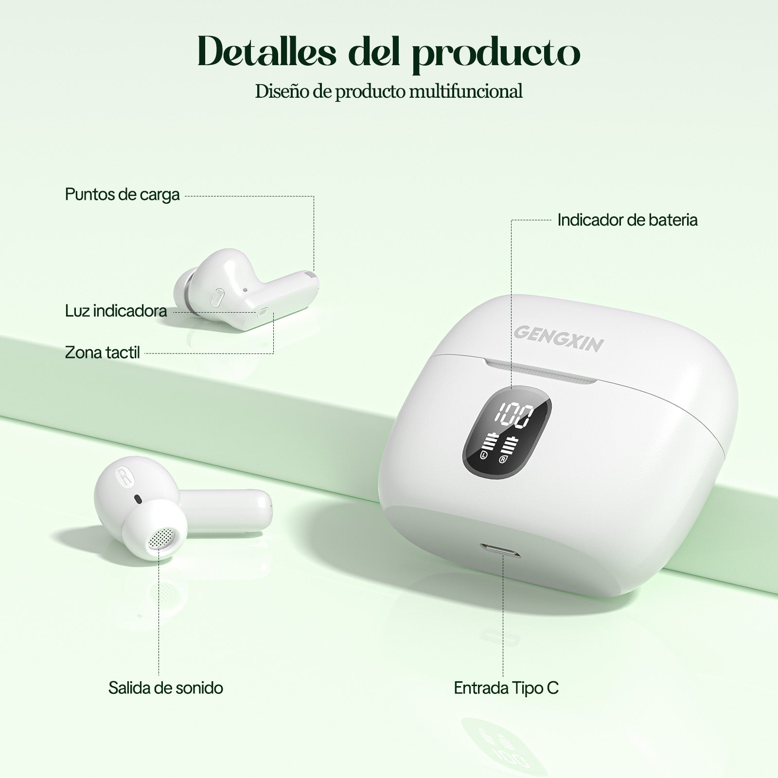 GENGXIN® Auriculares de gancho GX-T12 Cancelacion de ruido- (Sólo para exhibición)