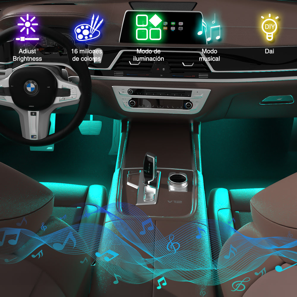 GENGXIN® Tira LED Luces Interiores del automóvil-4 Unidades 48 led - (Sólo para exhibición)