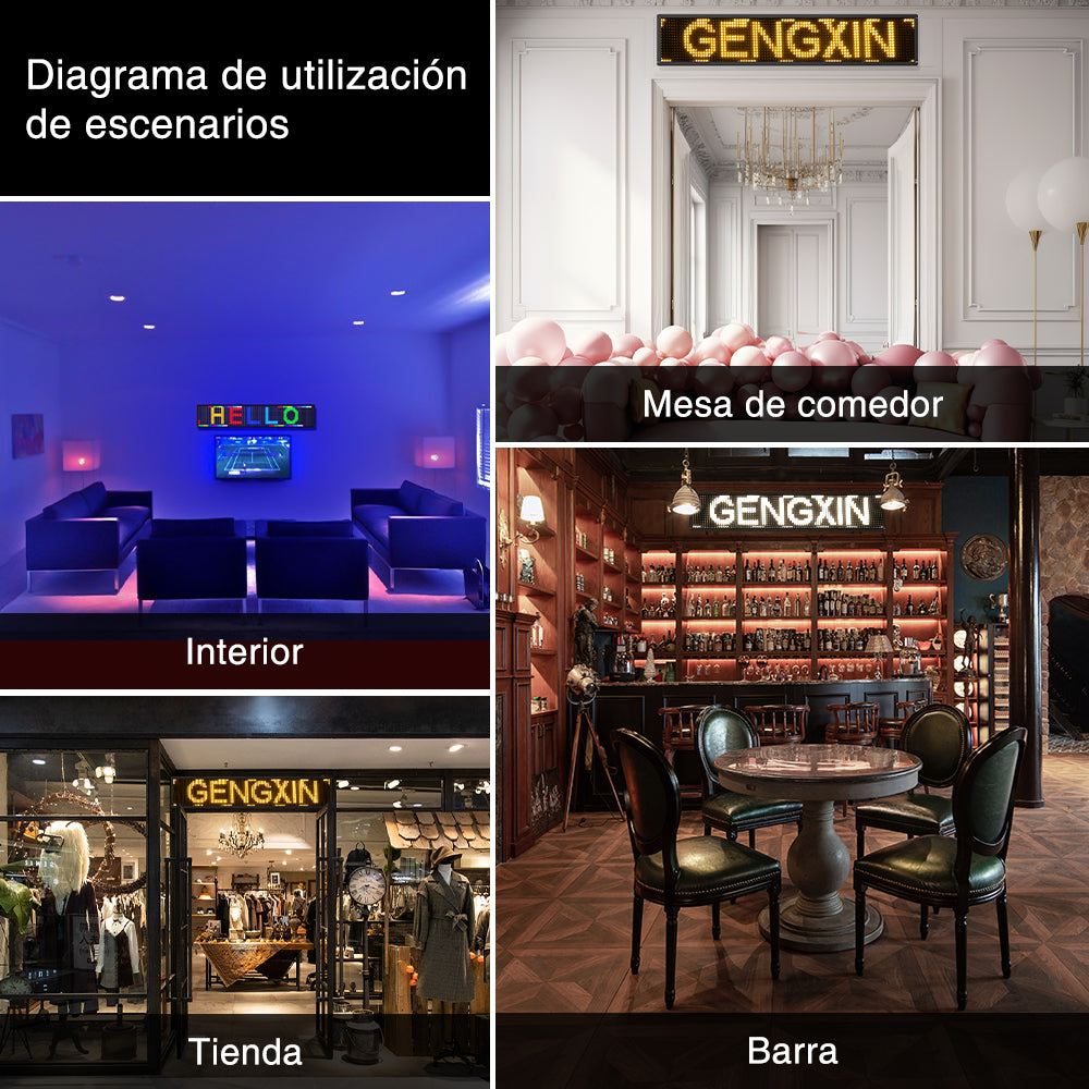 GENGXIN® LETRERO LED  LUMINOSO PROGRAMABLE, P2.5 WIFI -100 * 20 * 5.5 cm-RGB