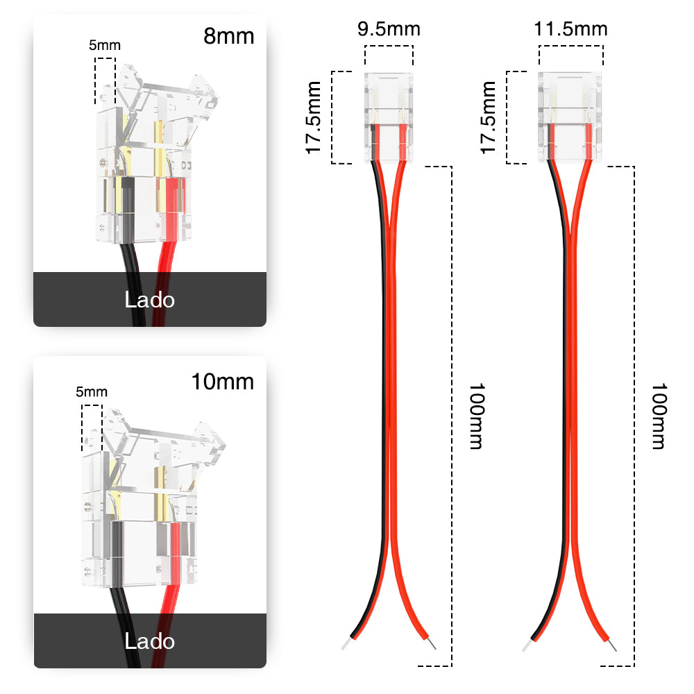 GENGXIN® Conectores Transparentes con línea-10 piezas