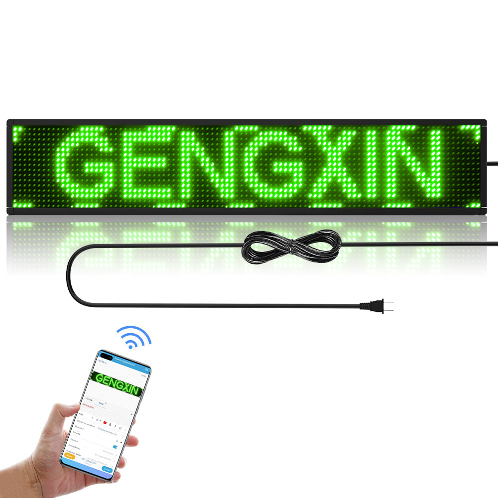 GENGXIN® LETRERO LED LUMINOSO PROGRAMABLE, P10 WIFI-100 * 20 * 5.5 cm-Verde