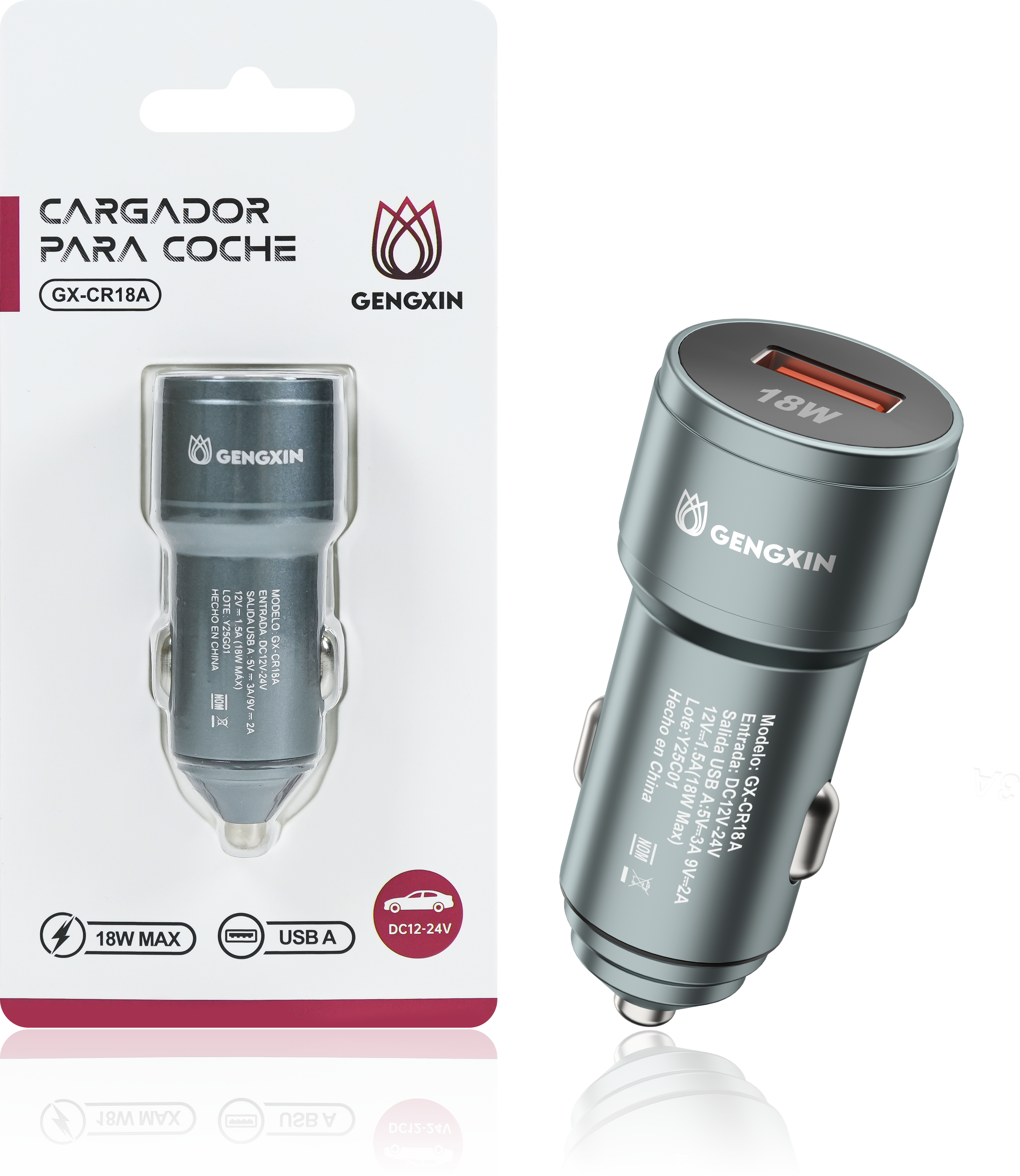 GENGXIN® CARGADOR COCHE-GX-CR18A- (Sólo para exhibición)