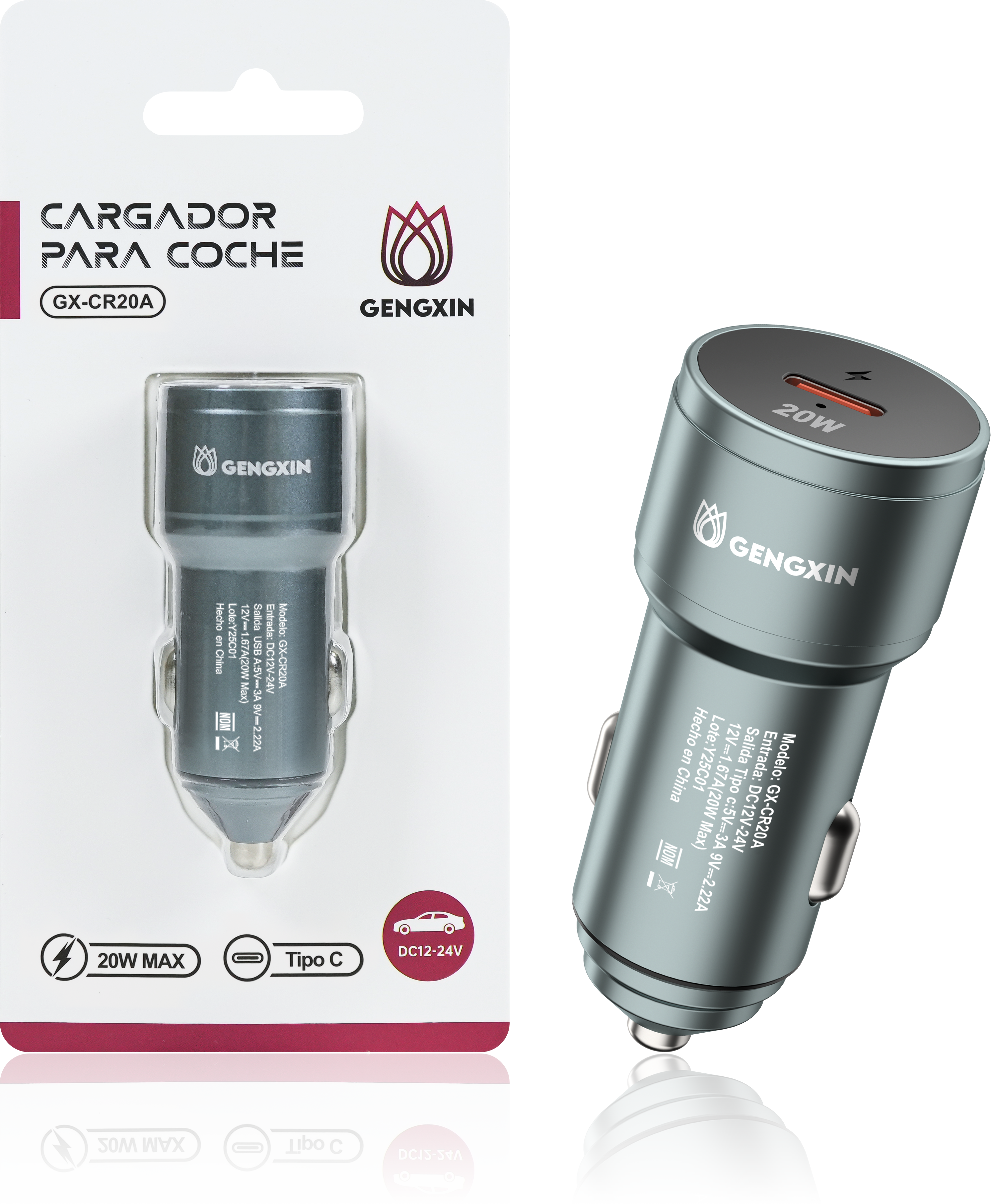 GENGXIN® CARGADOR COCHE-GX-CR20A- (Sólo para exhibición)