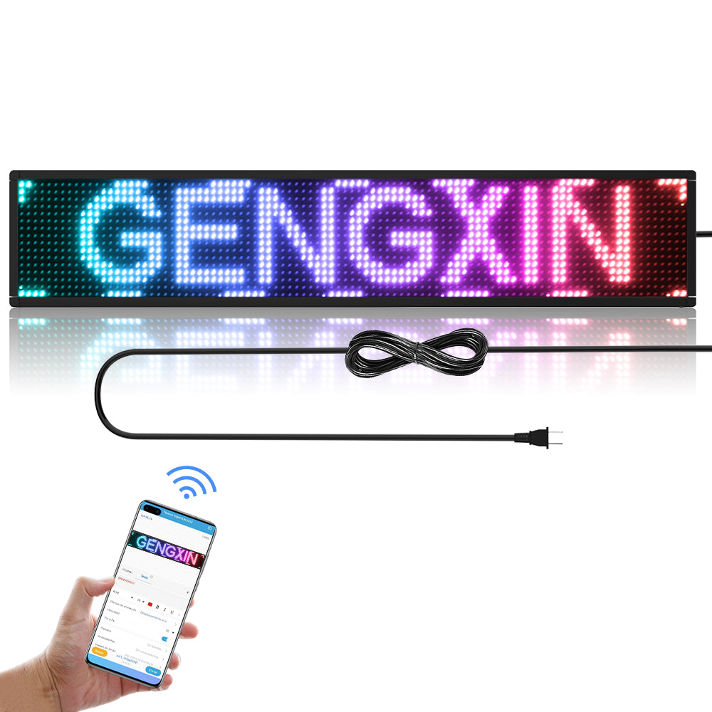 GENGXIN® LETRERO LED  LUMINOSO PROGRAMABLE, P2.5 WIFI -100 * 20 * 5.5 cm-RGB