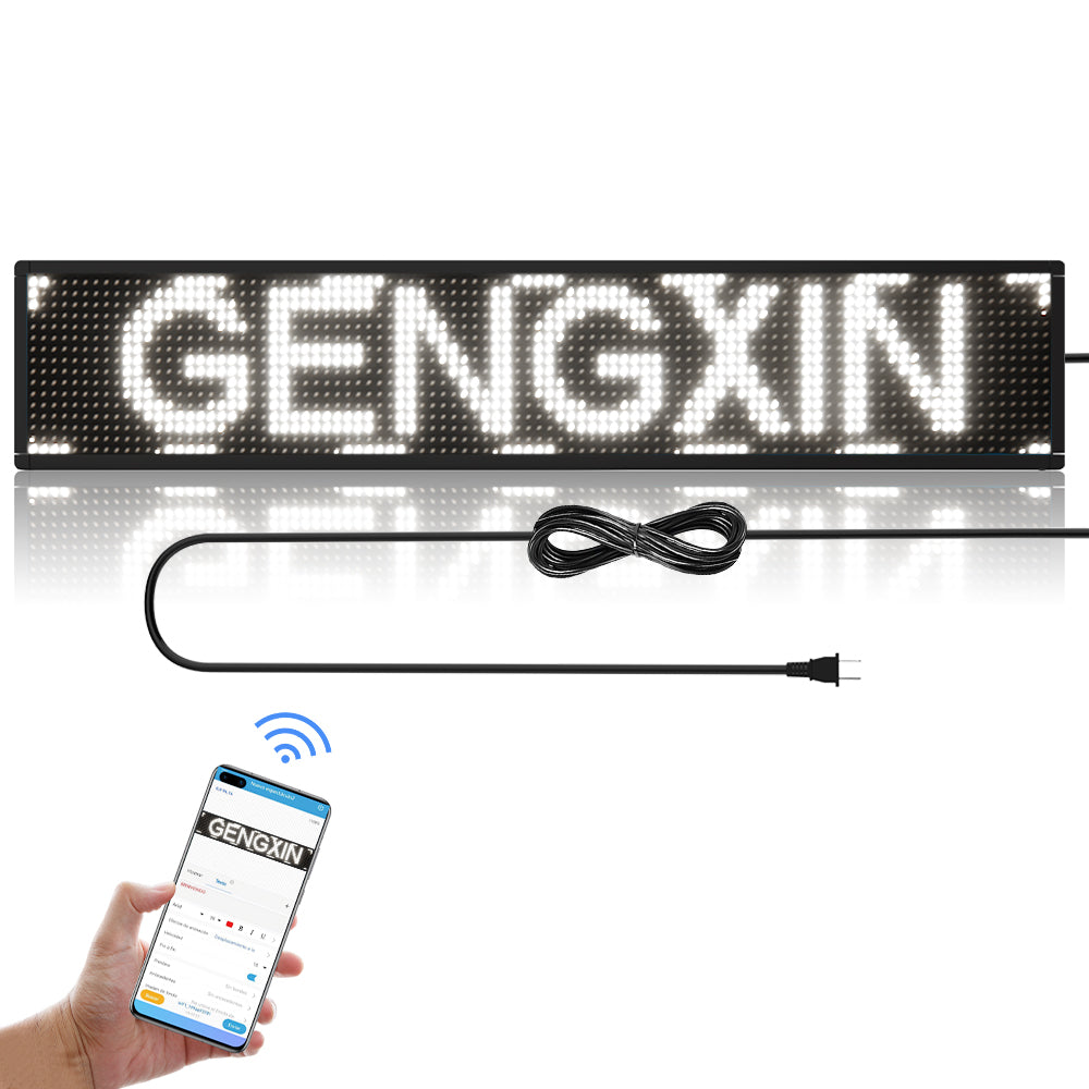 GENGXIN® LETRERO LED LUMINOSO PROGRAMABLE, P10 WIFI-100 * 20 * 5.5 cm-Blanco