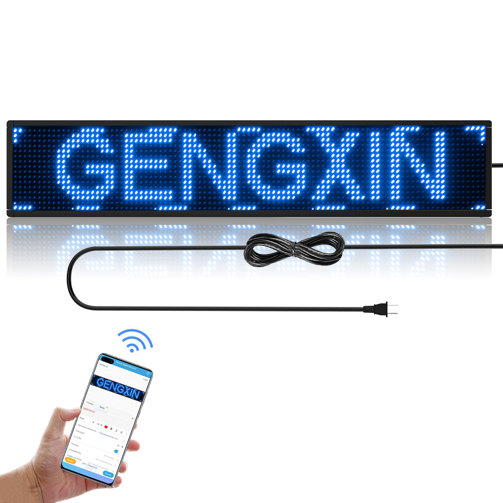 GENGXIN® LETRERO LED LUMINOSO PROGRAMABLE, P10 WIFI-100 * 20 * 5.5 cm-Azul