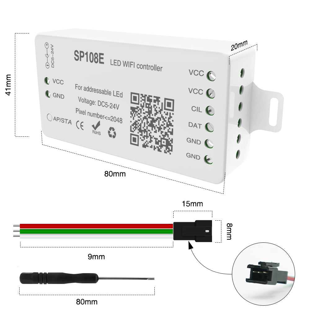 GENGXIN® Controlador 5V A 24V WIFI RAYO--SP108E