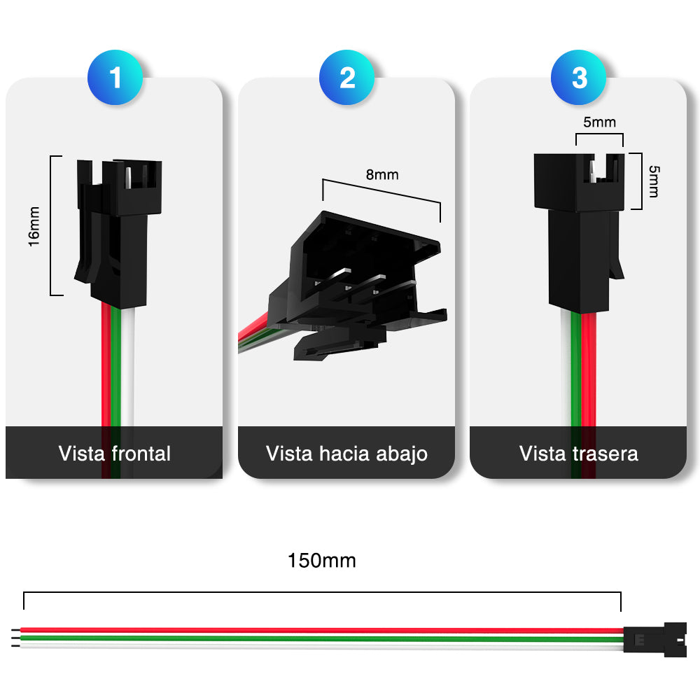 GENGXIN® Conector no impermeable, 3PIN-10piezas
