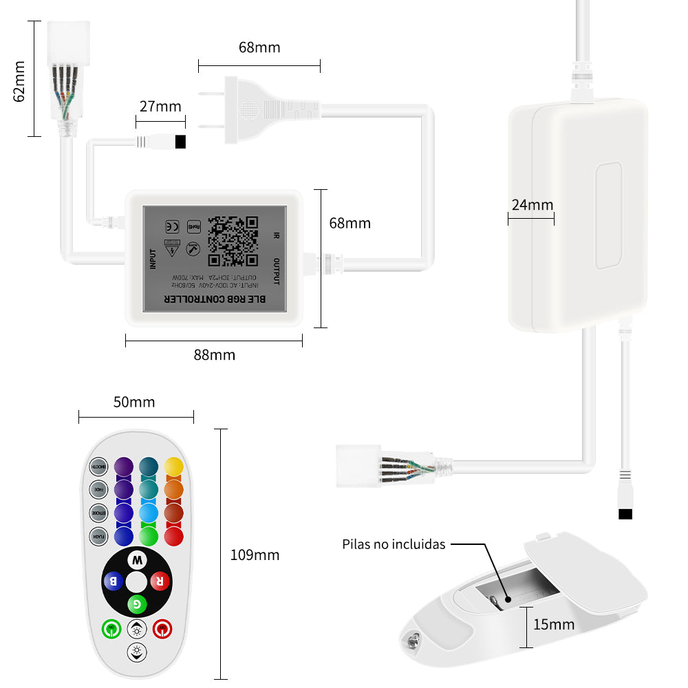 GENGXIN® Controlador APP Bluetooth Tira de LED Neon RGB 110V