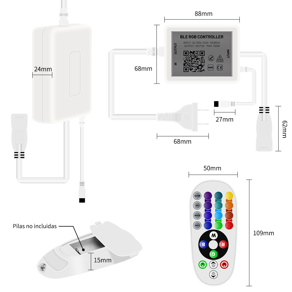 GENGXIN® Controlador APP Bluetooth Tira de LED Manguera RGB 110V