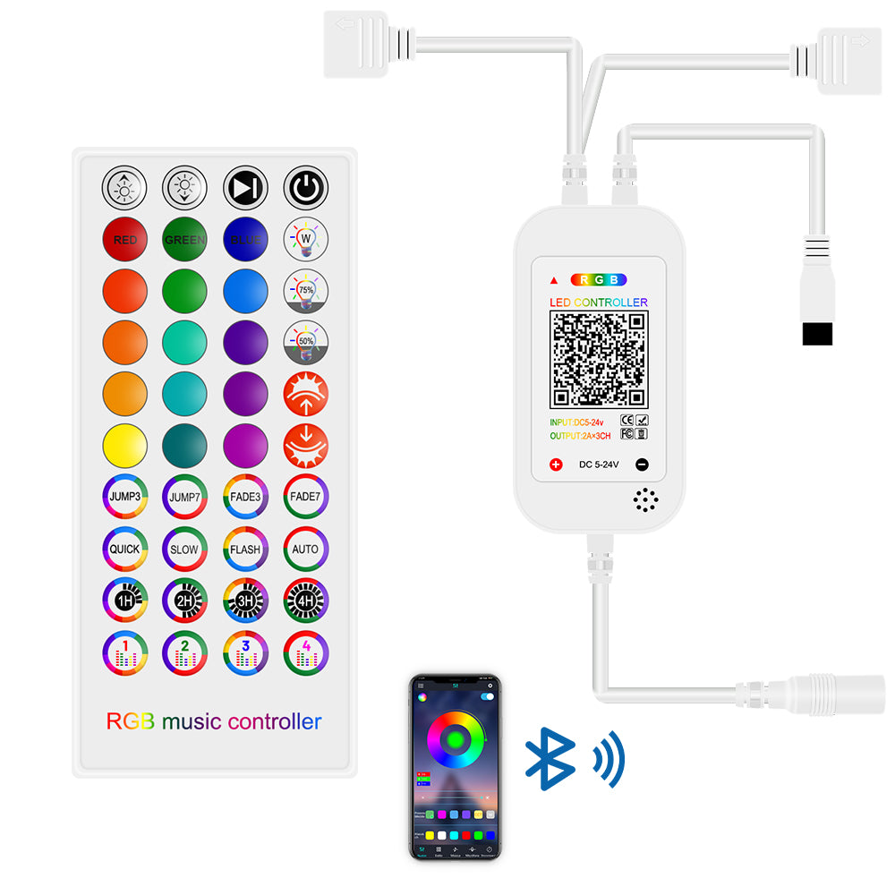 GENGXIN® Controlador APP Bluetooth Tira de LED RGB 2 Salidas