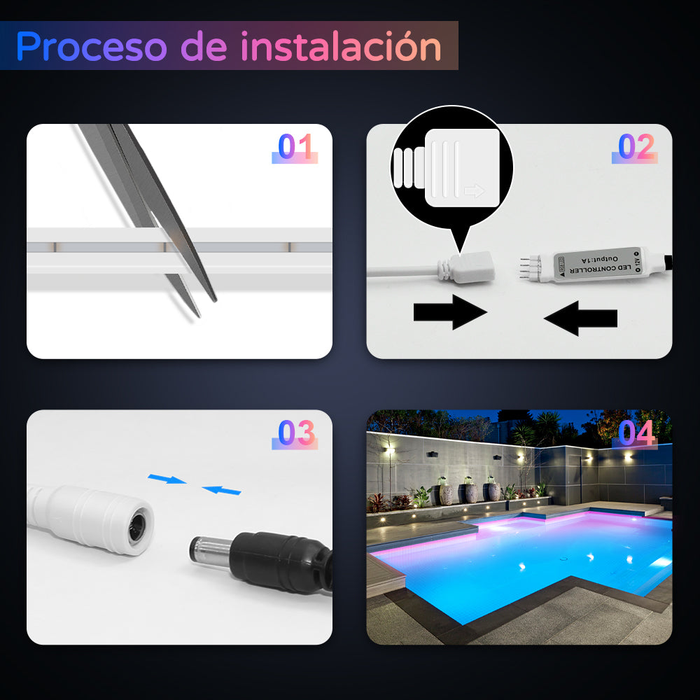 GENGXIN® Tira de LED Flex Neon RGB 12V 2835/96P 5 mts